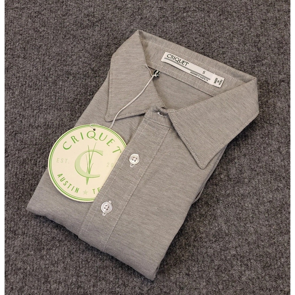NWT Criquet Players Golf‎ Polo Shirt Mens Small Gray Organic Cotton 4 Button